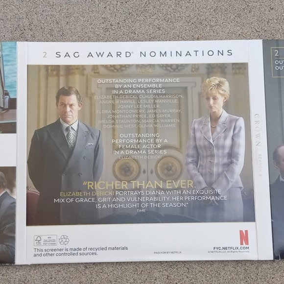 FOR YOUR CONSIDERATION - The Crown Season 5, SAG 3x DVD Screener - Picture 9 of 12